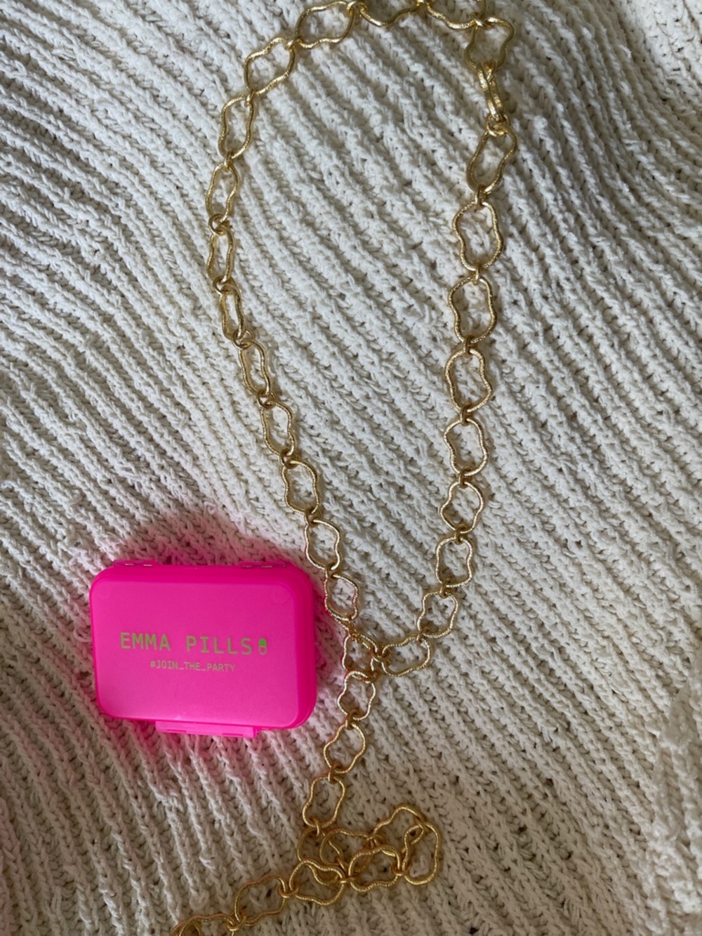 Emma pills waterproof swim/beach belt! Gold Link Chain Belt - Pink Accent